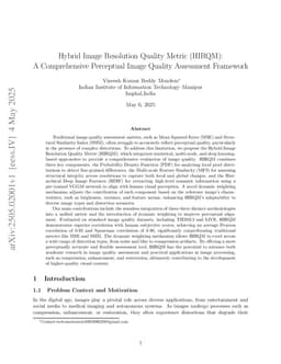 Hybrid Image Resolution Quality Metric (HIRQM):A Comprehensive Perceptual Image Quality Assessment Framework
