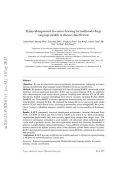 Retrieval-augmented in-context learning for multimodal large language models in disease classification