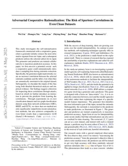 Adversarial Cooperative Rationalization: The Risk of Spurious Correlations in Even Clean Datasets
