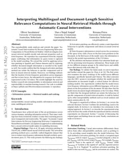 Interpreting Multilingual and Document-Length Sensitive Relevance Computations in Neural Retrieval Models through Axiomatic Causal Interventions