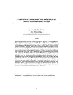 Exploring new Approaches for Information Retrieval through Natural Language Processing