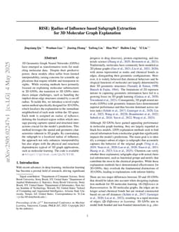 RISE: Radius of Influence based Subgraph Extraction for 3D Molecular Graph Explanation