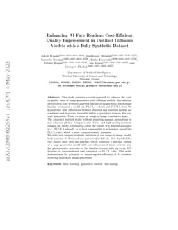Enhancing AI Face Realism: Cost-Efficient Quality Improvement in Distilled Diffusion Models with a Fully Synthetic Dataset