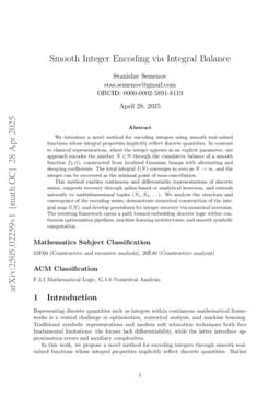 Smooth Integer Encoding via Integral Balance