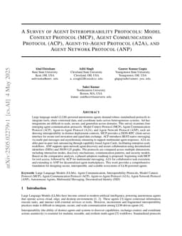 A survey of agent interoperability protocols: Model Context Protocol (MCP), Agent Communication Protocol (ACP), Agent-to-Agent Protocol (A2A), and Agent Network Protocol (ANP)