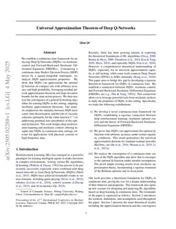 Universal Approximation Theorem of Deep Q-Networks