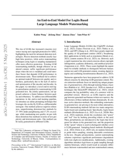 An End-to-End Model For Logits Based Large Language Models Watermarking