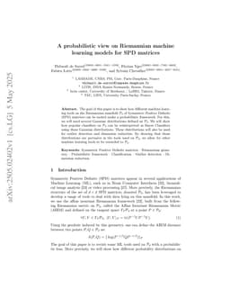 A probabilistic view on Riemannian machine learning models for SPD matrices