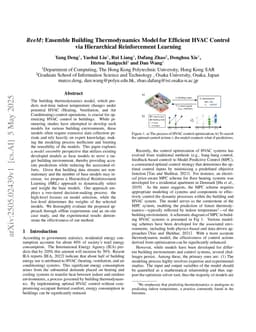 ReeM: Ensemble Building Thermodynamics Model for Efficient HVAC Control via Hierarchical Reinforcement Learning