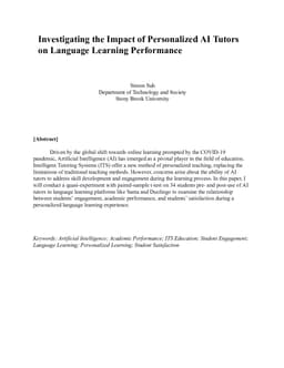 Investigating the Impact of Personalized AI Tutors on Language Learning Performance