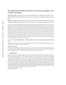 Data Augmentation With Back translation for Low Resource languages: A case of English and Luganda