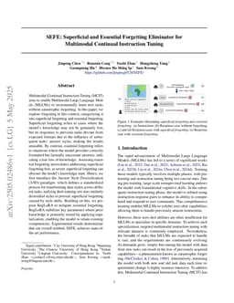 SEFE: Superficial and Essential Forgetting Eliminator for Multimodal Continual Instruction Tuning