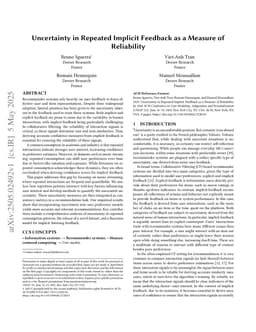Uncertainty in Repeated Implicit Feedback as a Measure of Reliability