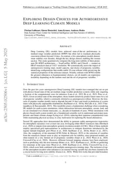 Exploring Design Choices for Autoregressive Deep Learning Climate Models