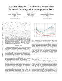 Lazy But Effective: Collaborative Personalized Federated Learning with Heterogeneous Data