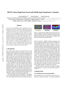 DELTA: Dense Depth from Events and LiDAR using Transformer's Attention