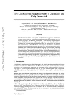 Low-Loss Space in Neural Networks is Continuous and Fully Connected