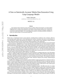 A Note on Statistically Accurate Tabular Data Generation Using Large Language Models