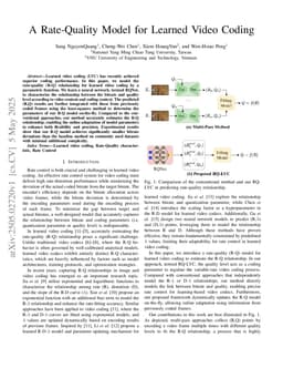 A Rate-Quality Model for Learned Video Coding