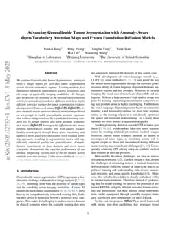 Advancing Generalizable Tumor Segmentation with Anomaly-Aware Open-Vocabulary Attention Maps and Frozen Foundation Diffusion Models