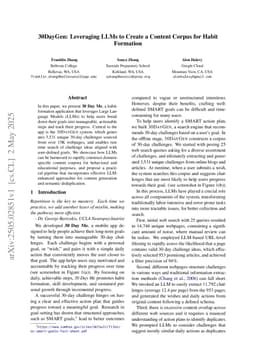 30DayGen: Leveraging LLMs to Create a Content Corpus for Habit Formation