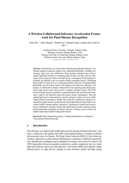 A Wireless Collaborated Inference Acceleration Framework for Plant Disease Recognition
