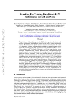 Rewriting Pre-Training Data Boosts LLM Performance in Math and Code