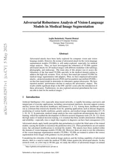 Adversarial Robustness Analysis of Vision-Language Models in Medical Image Segmentation