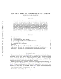 New affine invariant ensemble samplers and their dimensional scaling