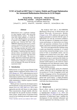 UCSC at SemEval-2025 Task 3: Context, Models and Prompt Optimization for Automated Hallucination Detection in LLM Output