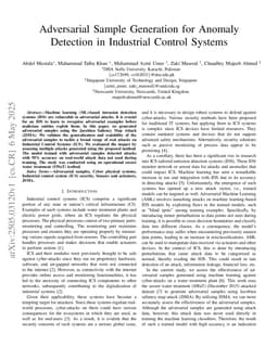 Adversarial Sample Generation for Anomaly Detection in Industrial Control Systems