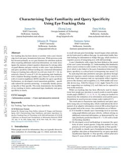 Characterising Topic Familiarity and Query Specificity Using Eye-Tracking Data