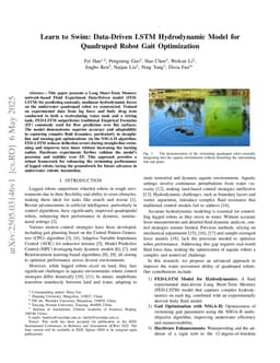 Learn to Swim: Data-Driven LSTM Hydrodynamic Model for Quadruped Robot Gait Optimization