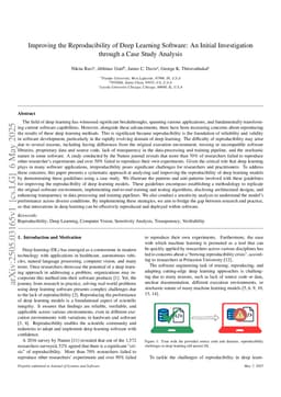 Improving the Reproducibility of Deep Learning Software: An Initial Investigation through a Case Study Analysis