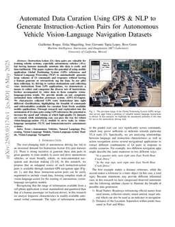 Automated Data Curation Using GPS & NLP to Generate Instruction-Action Pairs for Autonomous Vehicle Vision-Language Navigation Datasets