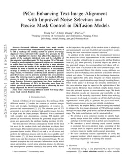 PiCo: Enhancing Text-Image Alignment with Improved Noise Selection and Precise Mask Control in Diffusion Models