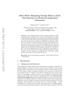 RAG-MCP: Mitigating Prompt Bloat in LLM Tool Selection via Retrieval-Augmented Generation