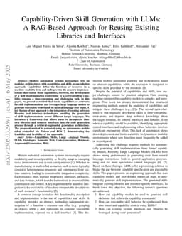 Capability-Driven Skill Generation with LLMs: A RAG-Based Approach for Reusing Existing Libraries and Interfaces