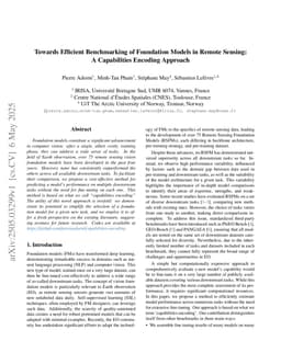 Towards Efficient Benchmarking of Foundation Models in Remote Sensing: A Capabilities Encoding Approach