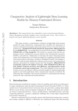 Comparative Analysis of Lightweight Deep Learning Models for Memory-Constrained Devices