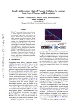 Recall with Reasoning: Chain-of-Thought Distillation for Mamba's Long-Context Memory and Extrapolation