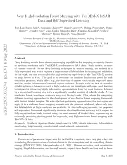 Very High-Resolution Forest Mapping with TanDEM-X InSAR Data and Self-Supervised Learning