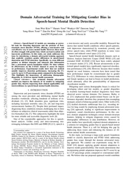 Domain Adversarial Training for Mitigating Gender Bias in Speech-based Mental Health Detection