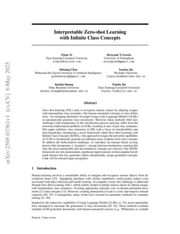 Interpretable Zero-shot Learning with Infinite Class Concepts