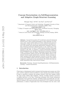 Concept Factorization via Self-Representation and Adaptive Graph Structure Learning