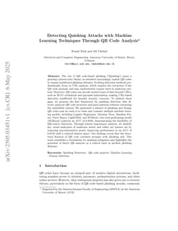 Detecting Quishing Attacks with Machine Learning Techniques Through QR Code Analysis