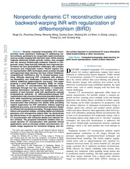 Nonperiodic dynamic CT reconstruction using backward-warping INR with regularization of diffeomorphism (BIRD)