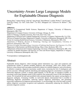 Uncertainty-Aware Large Language Models for Explainable Disease Diagnosis