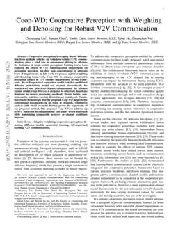 Coop-WD: Cooperative Perception with Weighting and Denoising for Robust V2V Communication