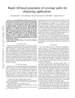 Rapid AI-based generation of coverage paths for dispensing applications